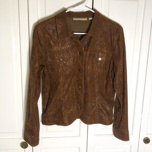 Bamboo Traders brown faux leather jacket size Petite Medium large